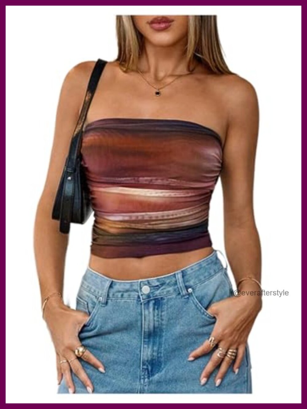 Women's Tie Dye Ruched Tube Top Y2K Fitted Going Out Bandeau